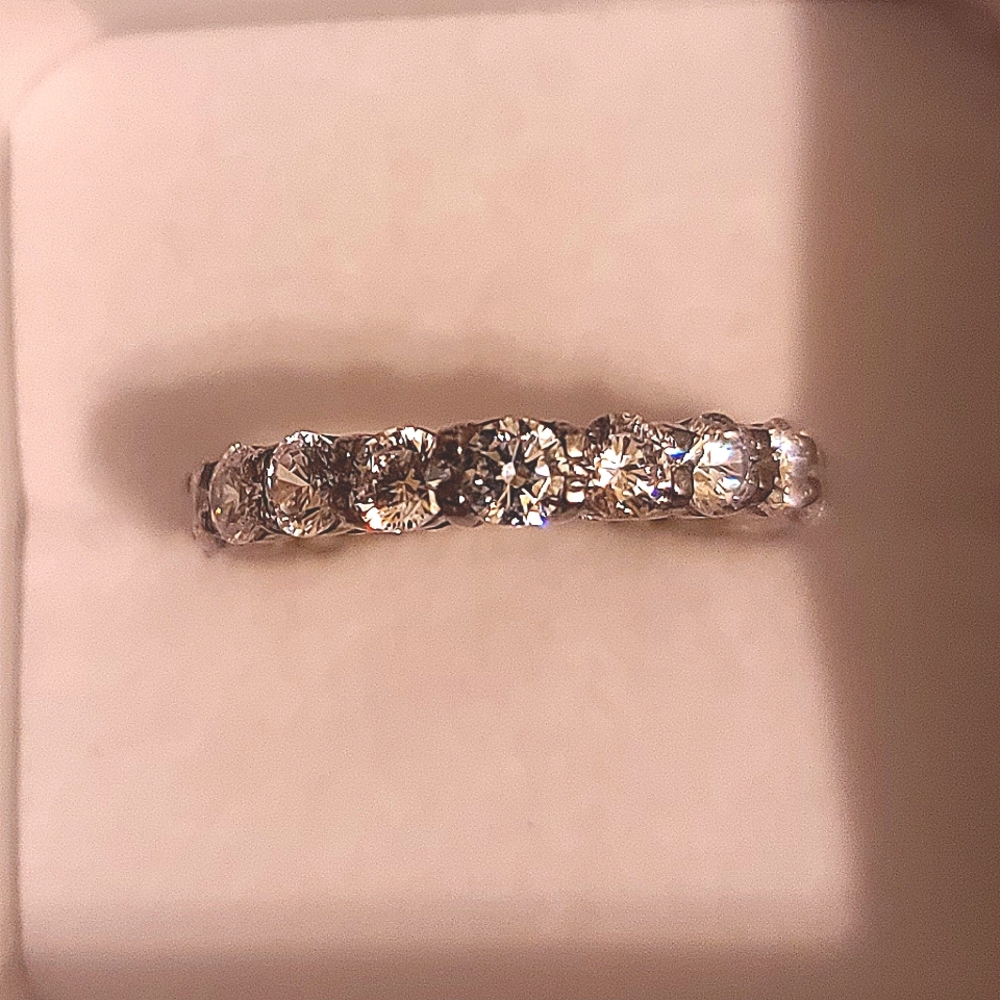 SOLD: 2.20ct White Diamond & 14kt White Gold Guard Band Ring.